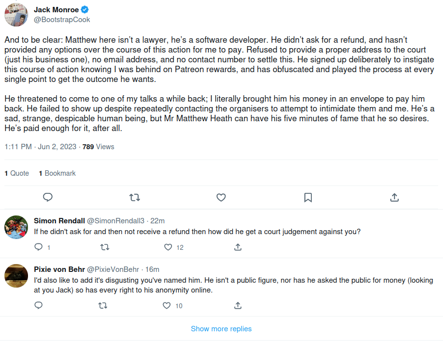 Jack's tweet doxxing me
