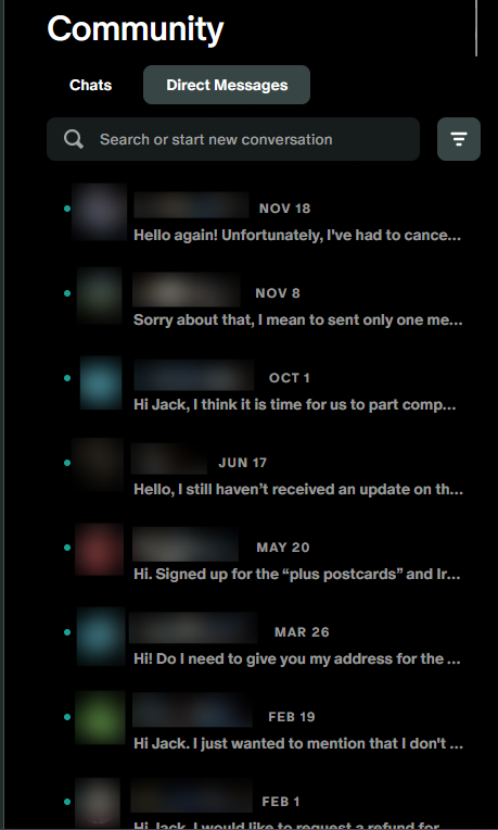 Over 100 unread messages on Patreon